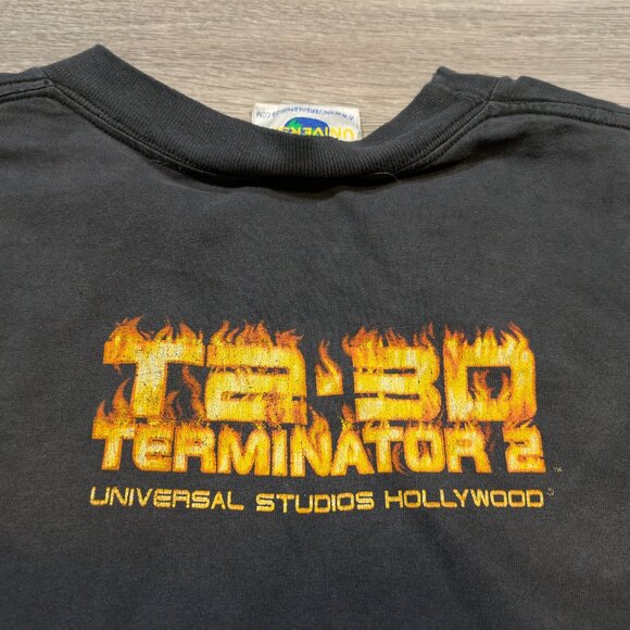 Vintage Terminator 2 3D Universal Studios Graphic Shirt Men's Large Black Skull - Picture 8 of 10